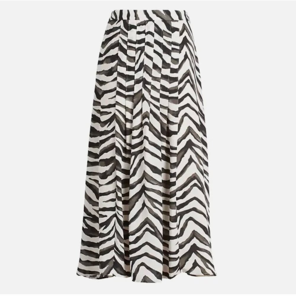 NWOT Banana Republic Zebra Print Pleated Midi Skirt (P0)